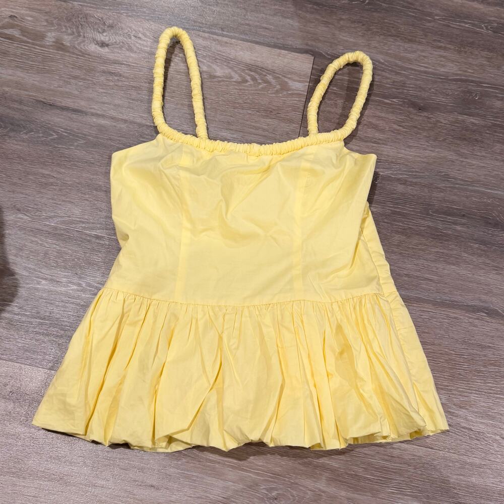 ASTR Yellow Bubble Peplum Cotton Camisole Medium - Picture 2 of 6